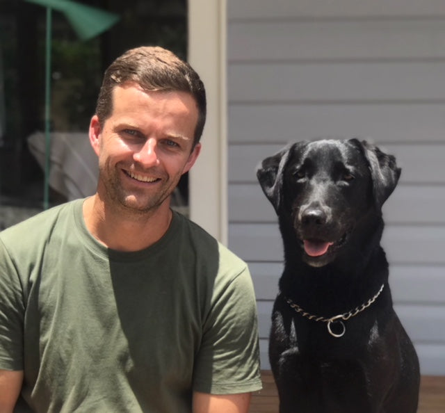 shiny dog with owner