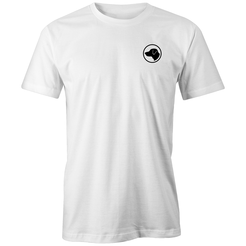 white  t-shirt black lab logo