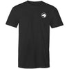 Dog logo on front of black t-shirt